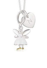 teeny lovely love heart and white fairy charm baby necklace